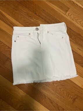 American Eagle White High Rise Mini Denim Skirt
